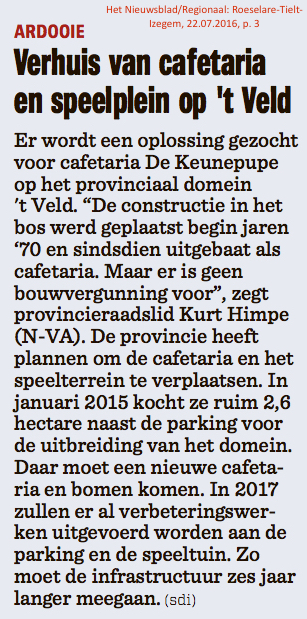 Het Nieuwsblad/Regionaal: Roeselare-Tielt-Izegem, 22.07.2016, p. 3 Het Nieuwsblad/Regionaal: Roeselare-Tielt-Izegem, 22.07.2016, p. 3