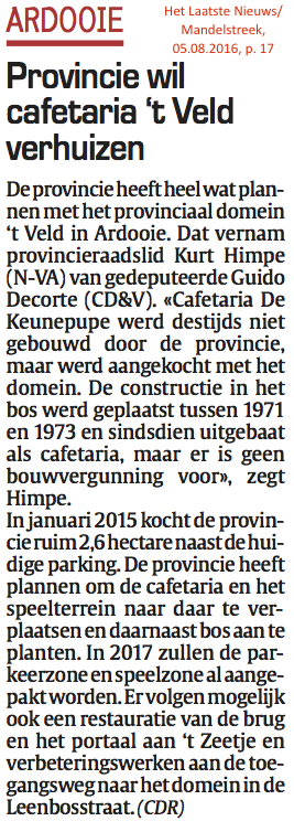 Het Laatste Nieuws/Mandelstreek, 05.08.2016, p. 17 Het Laatste Nieuws/Mandelstreek, 05.08.2016, p. 17