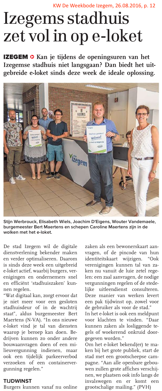 KW De Weekbode Izegem, 26.08.2016, p. 12 KW De Weekbode Izegem, 26.08.2016, p. 12