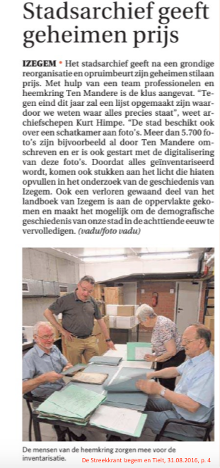De Streekkrant Izegem en Tielt, 31.08.2016