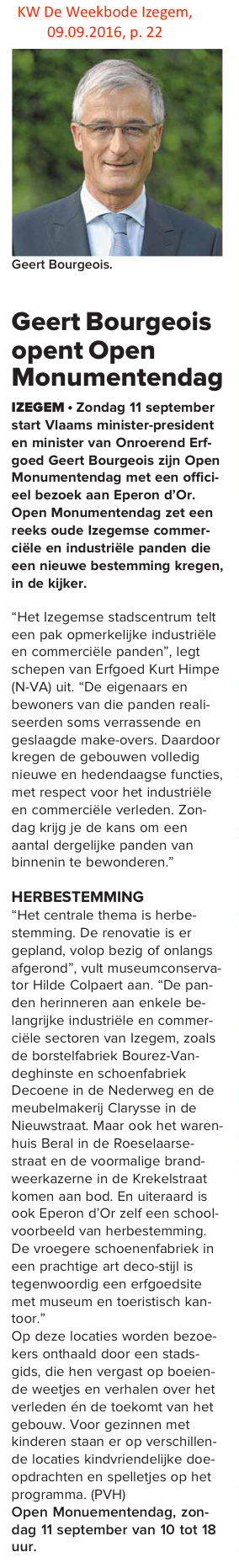 KW De Weekbode Izegem, 09.09.2016, p. 22 KW De Weekbode Izegem, 09.09.2016, p. 22