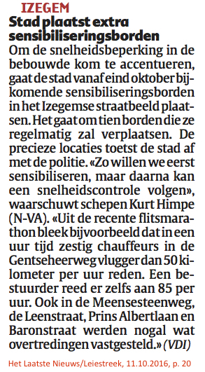 Het Laatste Nieuws/Leiestreek, 11.10.2016, p. 20 Het Laatste Nieuws/Leiestreek, 11.10.2016, p. 20