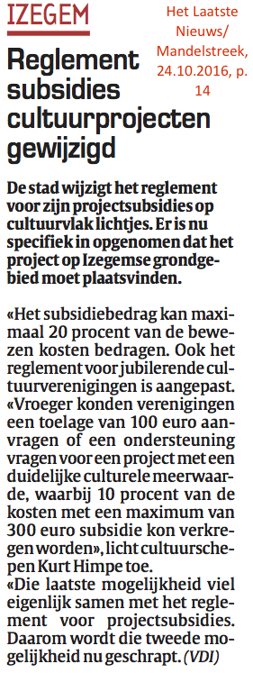 Het Laatste Nieuws/Mandelstreek, 24.10.2016, p. 14 Het Laatste Nieuws/Mandelstreek, 24.10.2016, p. 14