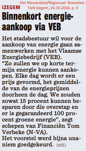 Het Nieuwsblad/Regionaal: Roeselare-Tielt-Izegem, 24.10.2016, p. 4 Het Nieuwsblad/Regionaal: Roeselare-Tielt-Izegem, 24.10.2016, p. 4