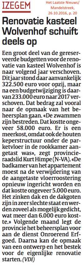 Het Laatste Nieuws/Mandelstreek, 26.10.2016, p. 20 Het Laatste Nieuws/Mandelstreek, 26.10.2016, p. 20