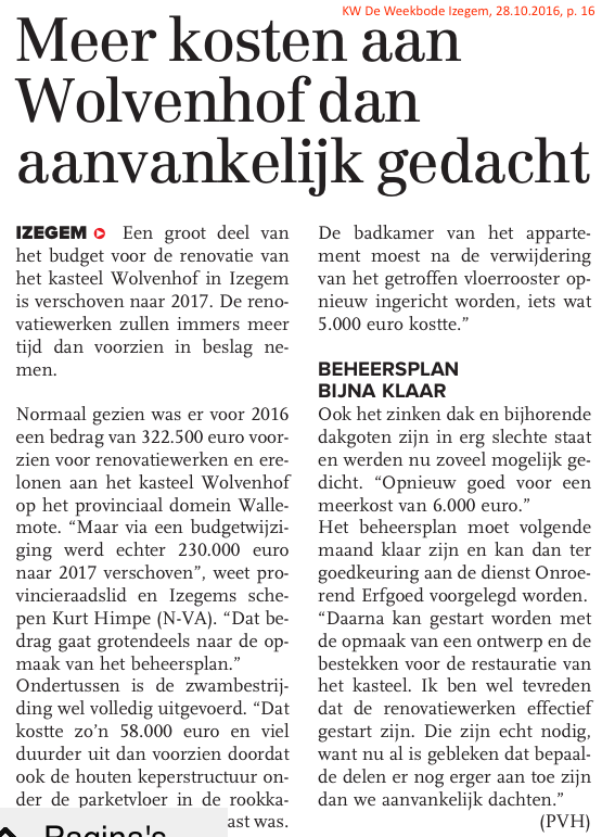 KW De Weekbode Izegem, 28.10.2016, p. 16 KW De Weekbode Izegem, 28.10.2016, p. 16