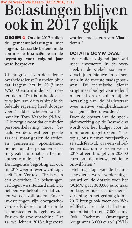 KW De Weekbode Izegem, 09.12.2016, p. 16 KW De Weekbode Izegem, 09.12.2016, p. 16