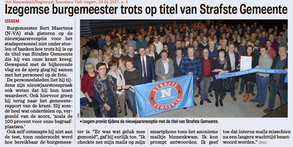 Het Nieuwsblad/Regionaal: Roeselare-Tielt-Izegem, 04.01.2017, p. 3 Het Nieuwsblad/Regionaal: Roeselare-Tielt-Izegem, 04.01.2017, p. 3