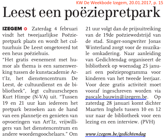 KW De Weekbode Izegem, 20.01.2017, p. 15 KW De Weekbode Izegem, 20.01.2017, p. 15
