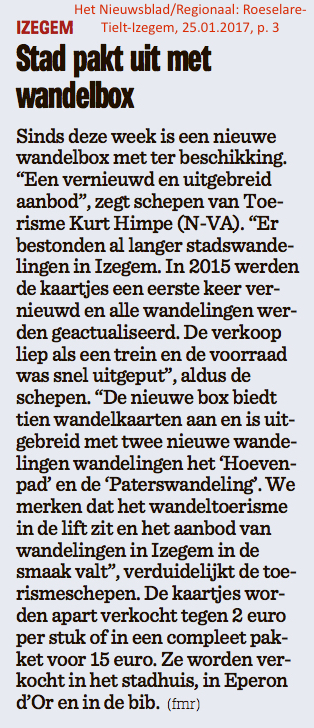 Het Nieuwsblad/Regionaal: Roeselare-Tielt-Izegem, 25.01.2017, p. 3