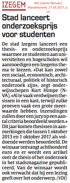 Het Laatste Nieuws/Mandelstreek, 27.03.2017, p. 14 Het Laatste Nieuws/Mandelstreek, 27.03.2017, p. 14