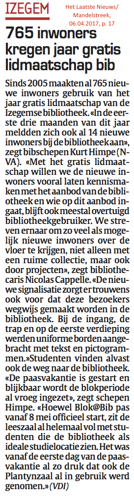 Het Laatste Nieuws/Mandelstreek, 06.04.2017, p. 17 Het Laatste Nieuws/Mandelstreek, 06.04.2017, p. 17