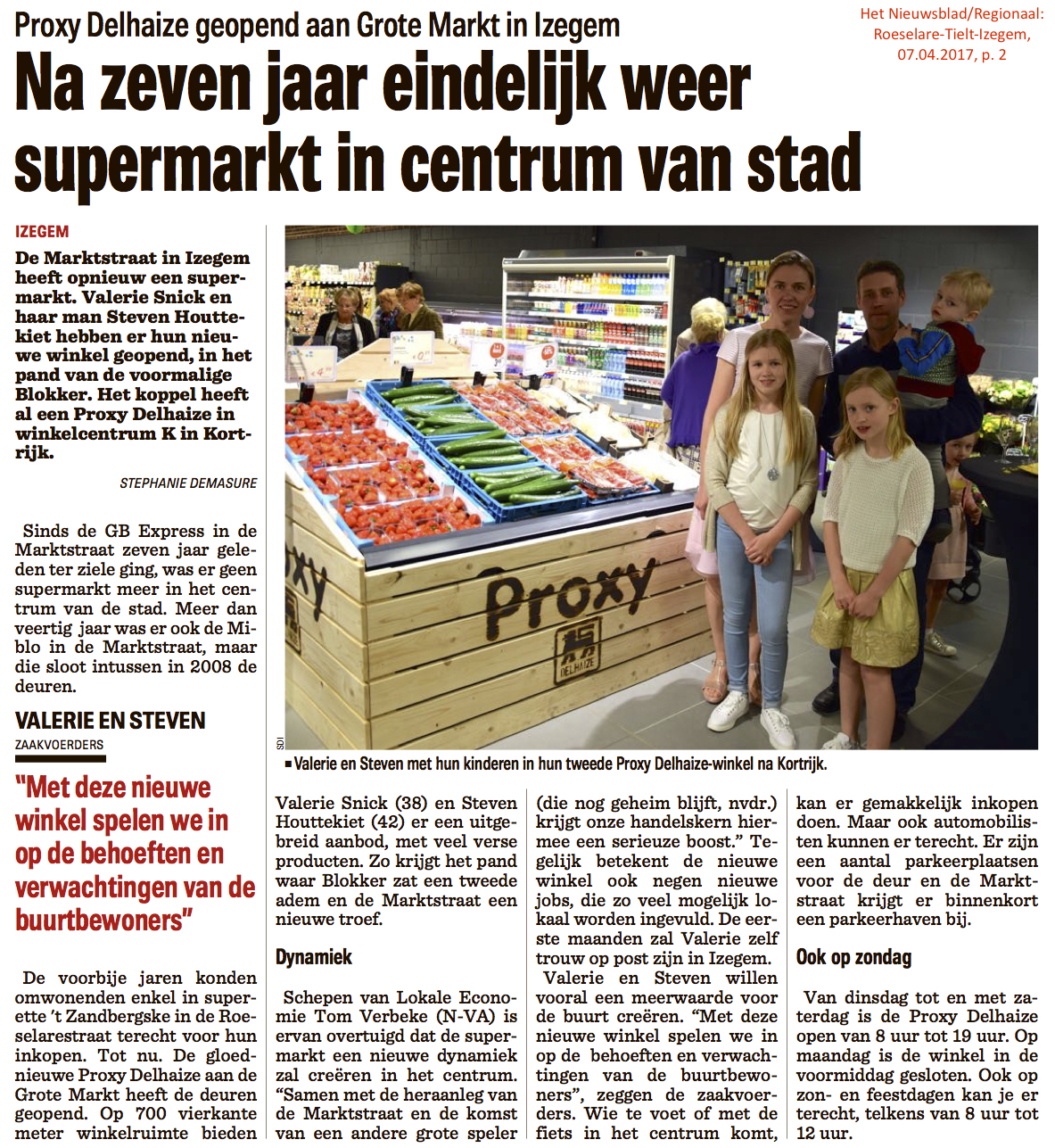 Het Nieuwsblad/Regionaal: Roeselare-Tielt-Izegem, 07.04.2017, p. 2 Het Nieuwsblad/Regionaal: Roeselare-Tielt-Izegem, 07.04.2017, p. 2
