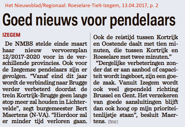 Het Nieuwsblad/Regionaal: Roeselare-Tielt-Izegem, 13.04.2017, p. 2