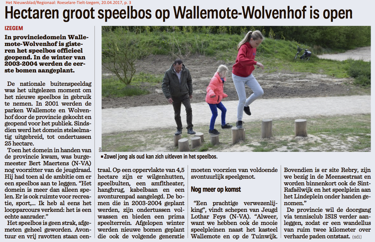 Het Nieuwsblad/Regionaal: Roeselare-Tielt-Izegem, 20.04.2017, p. 3 Het Nieuwsblad/Regionaal: Roeselare-Tielt-Izegem, 20.04.2017, p. 3