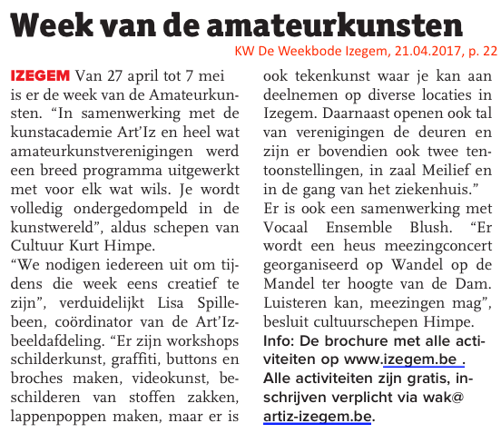 KW De Weekbode Izegem, 21.04.2017, p. 22