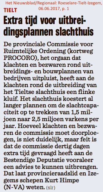 Het Nieuwsblad/Regionaal: Roeselare-Tielt-Izegem, 06.06.2017, p. 1