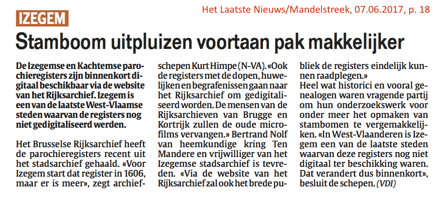 Het Laatste Nieuws/Mandelstreek, 07.06.2017, p. 18 Het Laatste Nieuws/Mandelstreek, 07.06.2017, p. 18