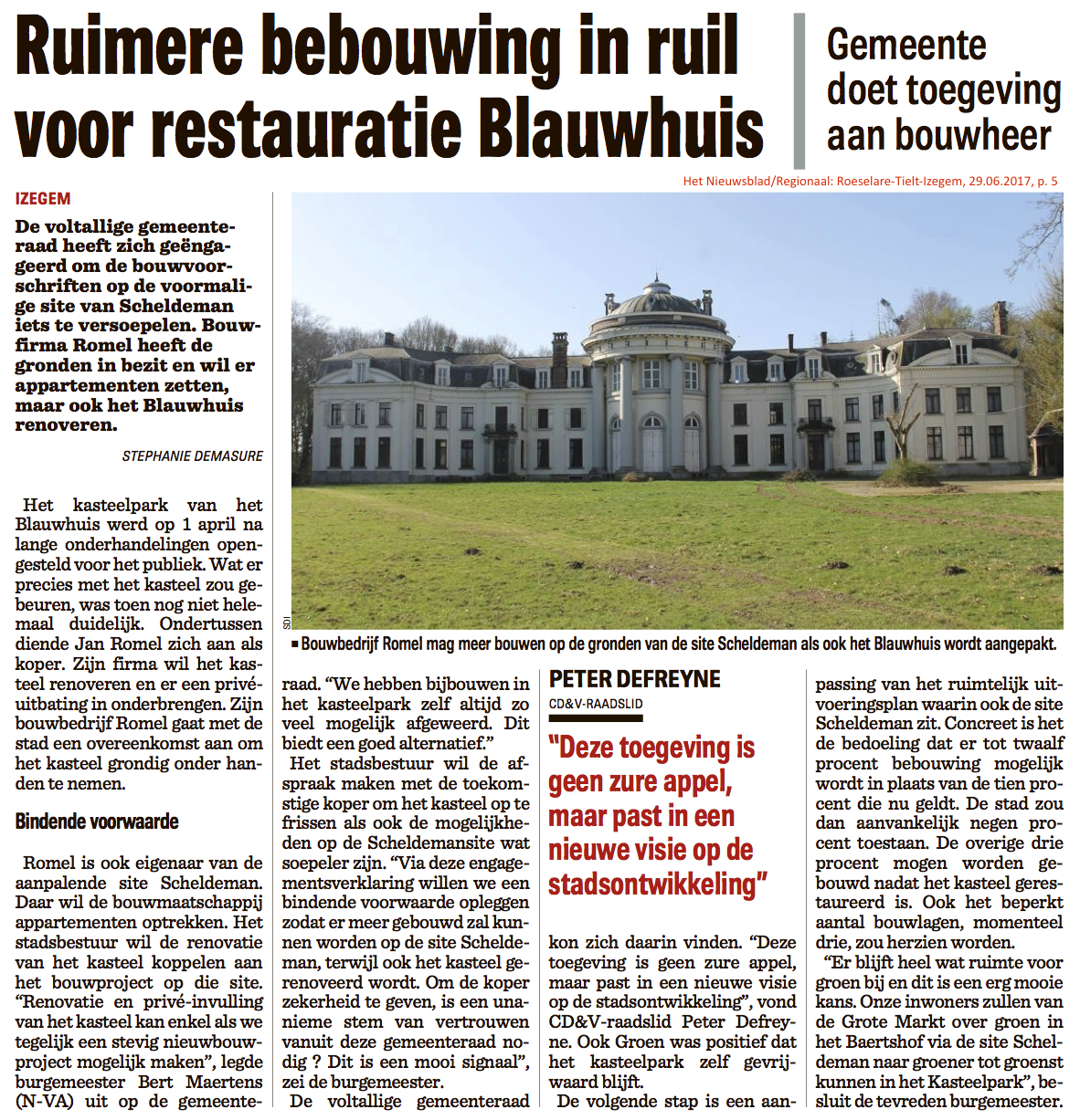 Het Nieuwsblad/Regionaal: Roeselare-Tielt-Izegem, 29.06.2017, p. 5 Het Nieuwsblad/Regionaal: Roeselare-Tielt-Izegem, 29.06.2017, p. 5