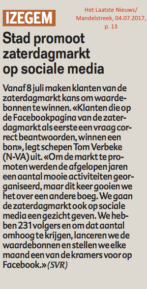 Het Laatste Nieuws/Mandelstreek, 04.07.2017, p. 13 Het Laatste Nieuws/Mandelstreek, 04.07.2017, p. 13