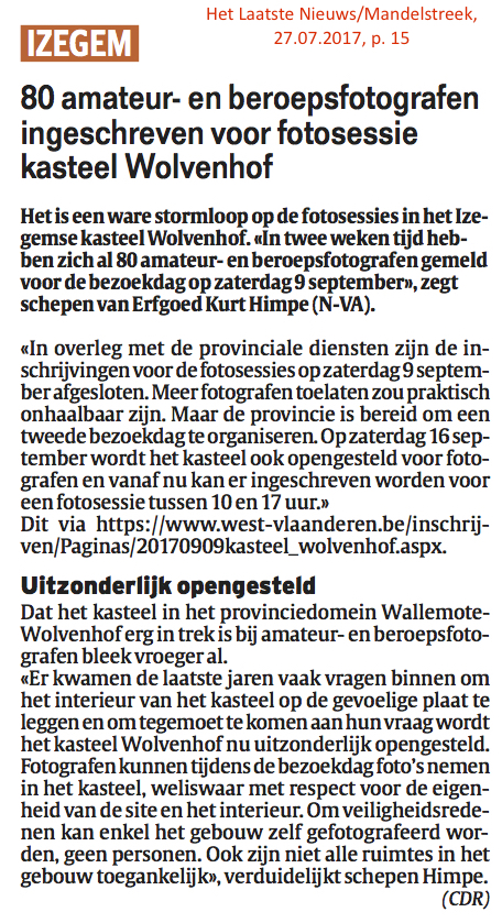 Het Laatste Nieuws/Mandelstreek, 27.07.2017, p. 15