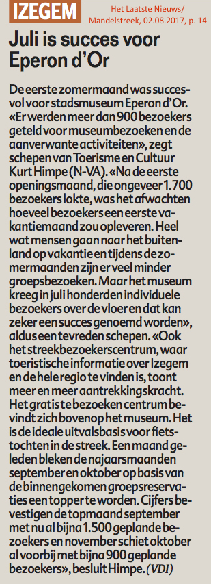 Het Laatste Nieuws/Mandelstreek, 02.08.2017, p. 14 Het Laatste Nieuws/Mandelstreek, 02.08.2017, p. 14