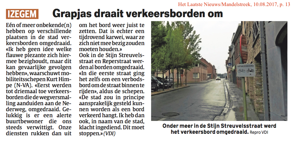 Het Laatste Nieuws/Mandelstreek, 10.08.2017, p. 13 Het Laatste Nieuws/Mandelstreek, 10.08.2017, p. 13