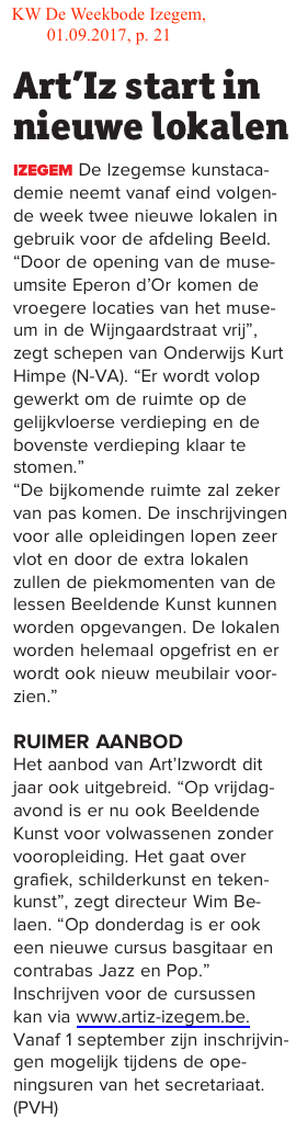KW De Weekbode Izegem, 01.09.2017, p. 21 KW De Weekbode Izegem, 01.09.2017, p. 21