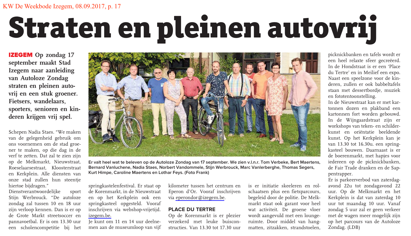 KW De Weekbode Izegem, 08.09.2017, p. 17 KW De Weekbode Izegem, 08.09.2017, p. 17