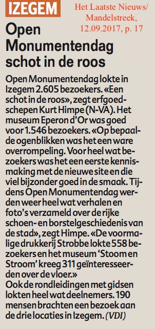 Het Laatste Nieuws/Mandelstreek, 12.09.2017, p. 17 Het Laatste Nieuws/Mandelstreek, 12.09.2017, p. 17