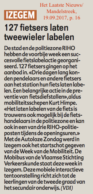 Het Laatste Nieuws/Mandelstreek, 19.09.2017, p. 16 Het Laatste Nieuws/Mandelstreek, 19.09.2017, p. 16
