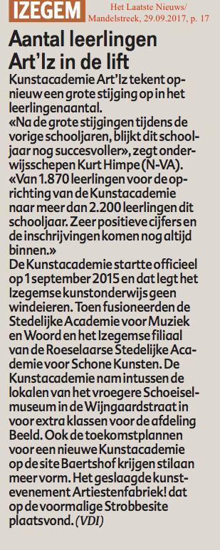 Het Laatste Nieuws/Mandelstreek, 29.09.2017, p. 17 Het Laatste Nieuws/Mandelstreek, 29.09.2017, p. 17