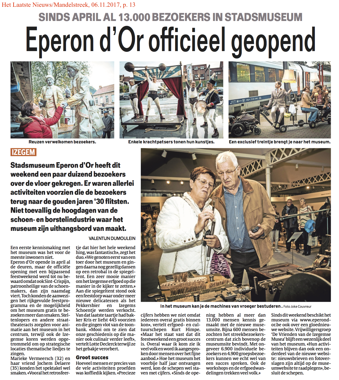 Het Laatste Nieuws/Mandelstreek, 06.11.2017, p. 13 Het Laatste Nieuws/Mandelstreek, 06.11.2017, p. 13