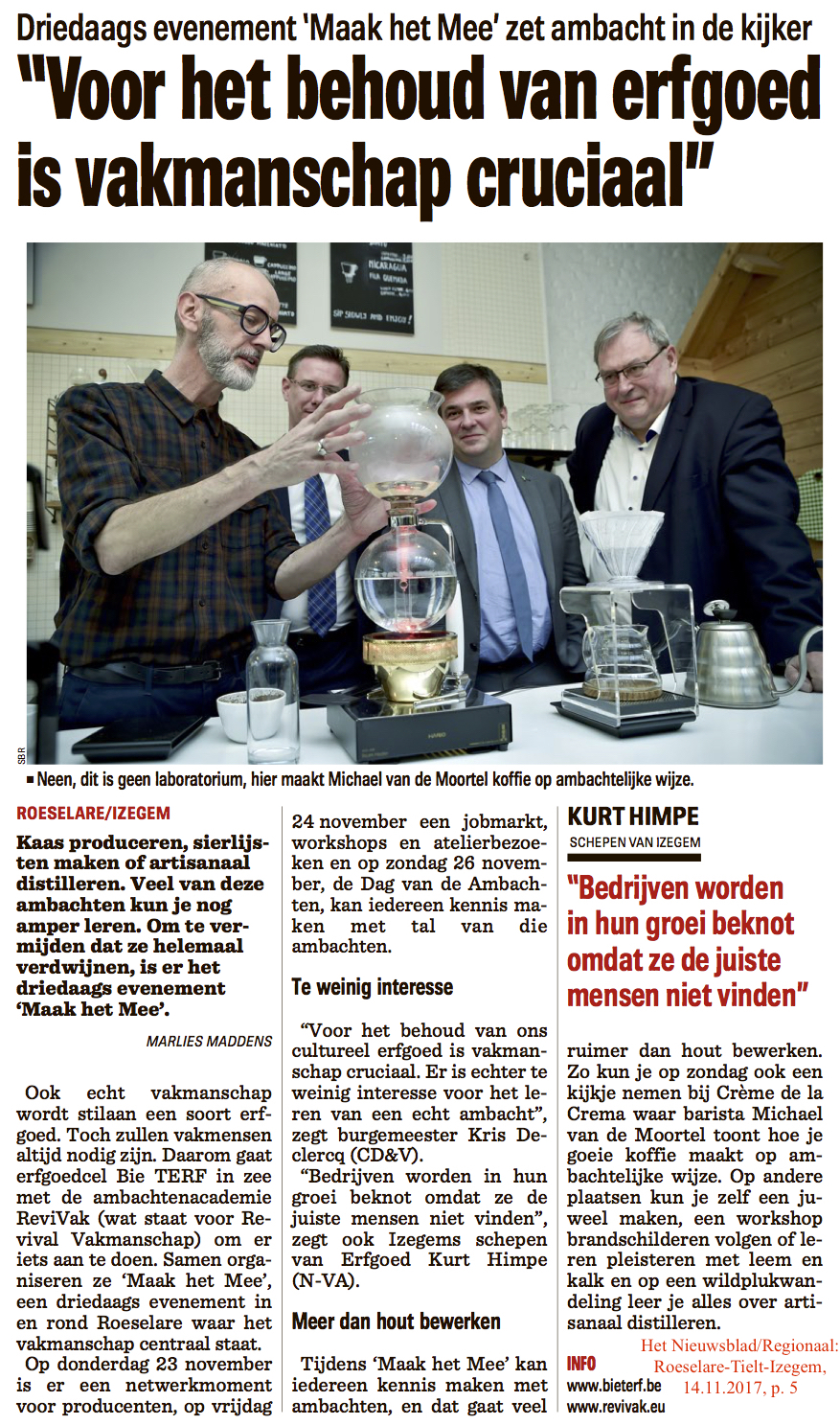 Het Nieuwsblad/Regionaal: Roeselare-Tielt-Izegem, 14.11.2017, p. 5 Het Nieuwsblad/Regionaal: Roeselare-Tielt-Izegem, 14.11.2017, p. 5