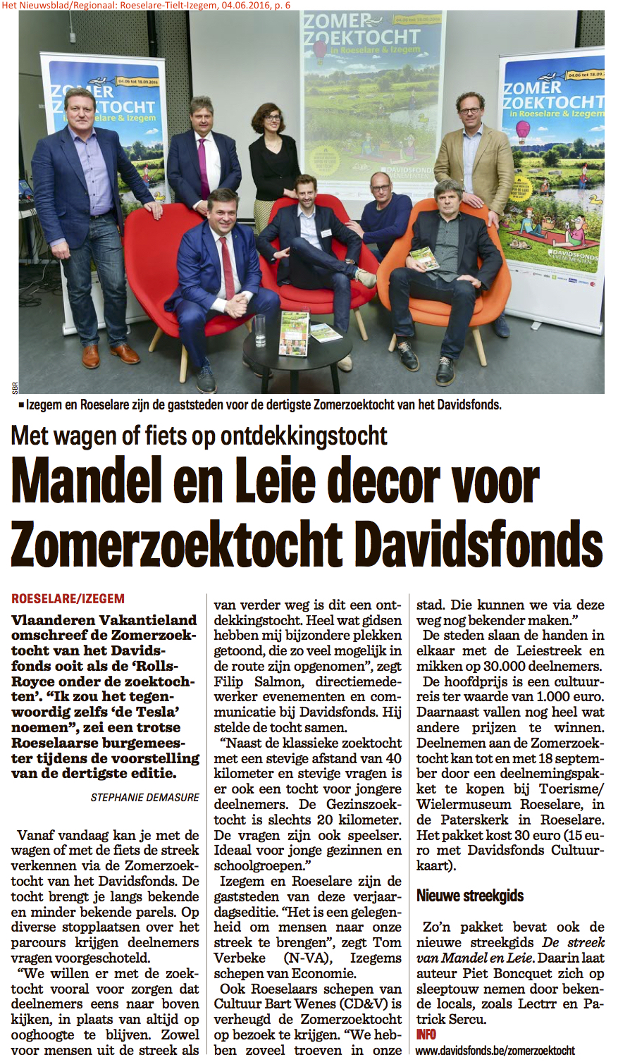 Het Nieuwsblad/Regionaal: Roeselare-Tielt-Izegem, 04.06.2016