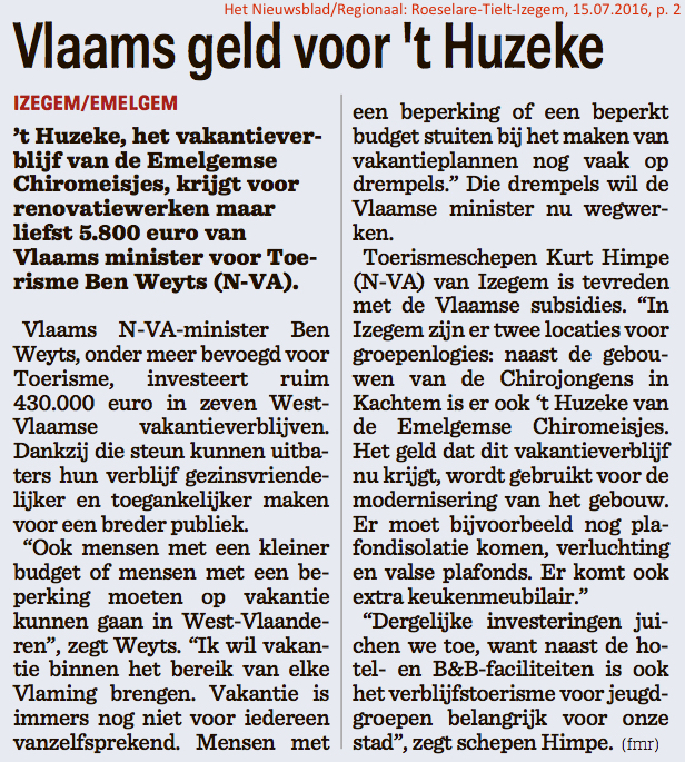 Het Nieuwsblad/Regionaal: Roeselare-Tielt-Izegem, 15.07.2016, p. 2
