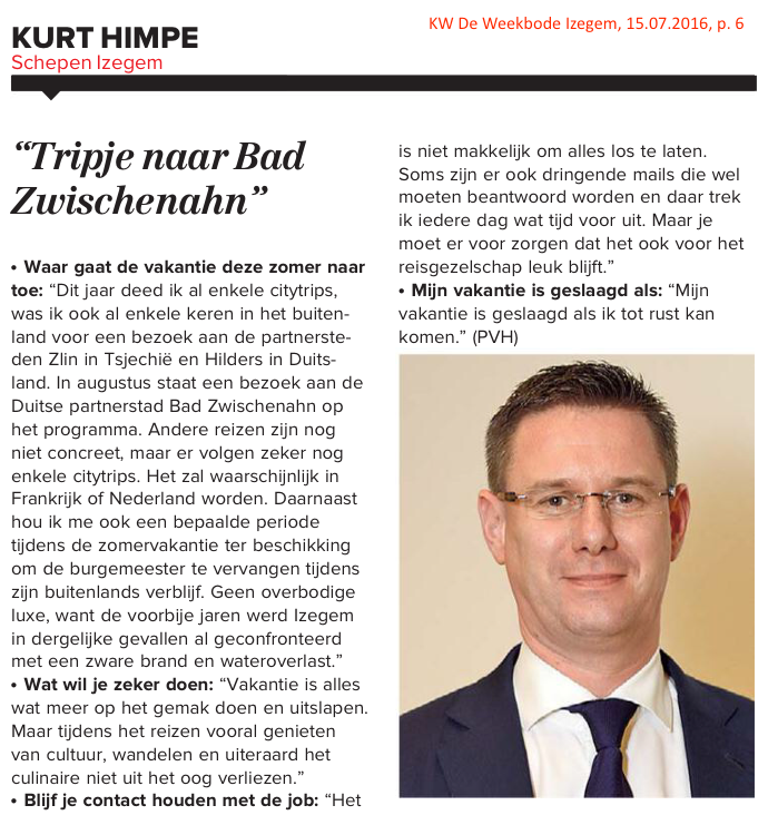 KW De Weekbode Izegem, 15.07.2016 KW De Weekbode Izegem, 15.07.2016