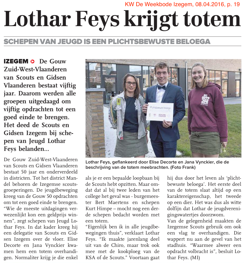 Bron: KW De Weekbode Izegem, 08.04.2016, p. 