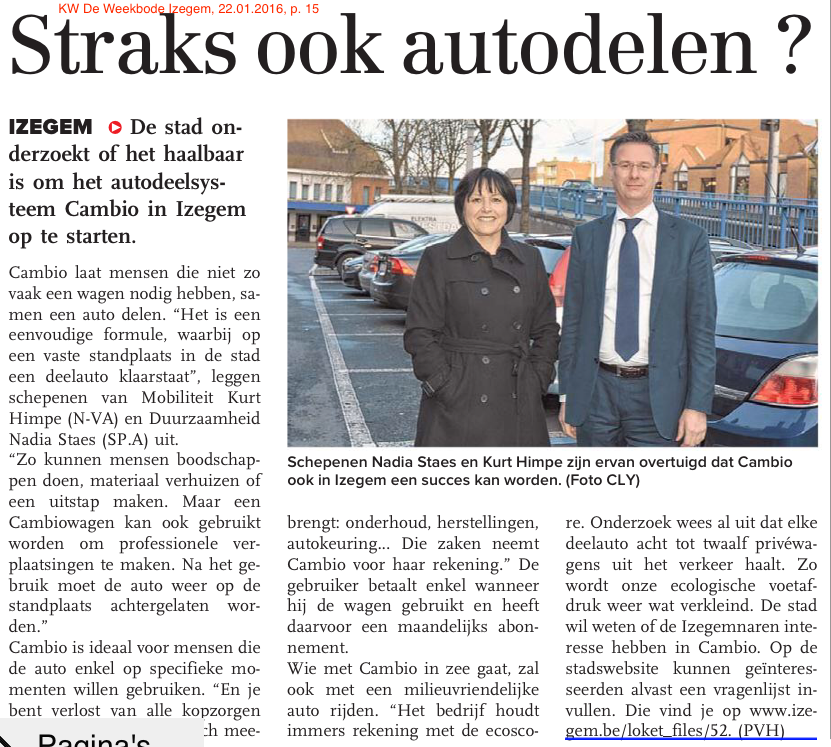 KW De Weekbode Izegem, 22.01.2016