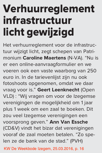 KW De Weekbode Izegem, 25.03.2016