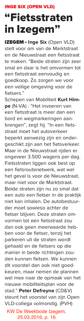 KW De Weekbode Izegem, 25.03.2016