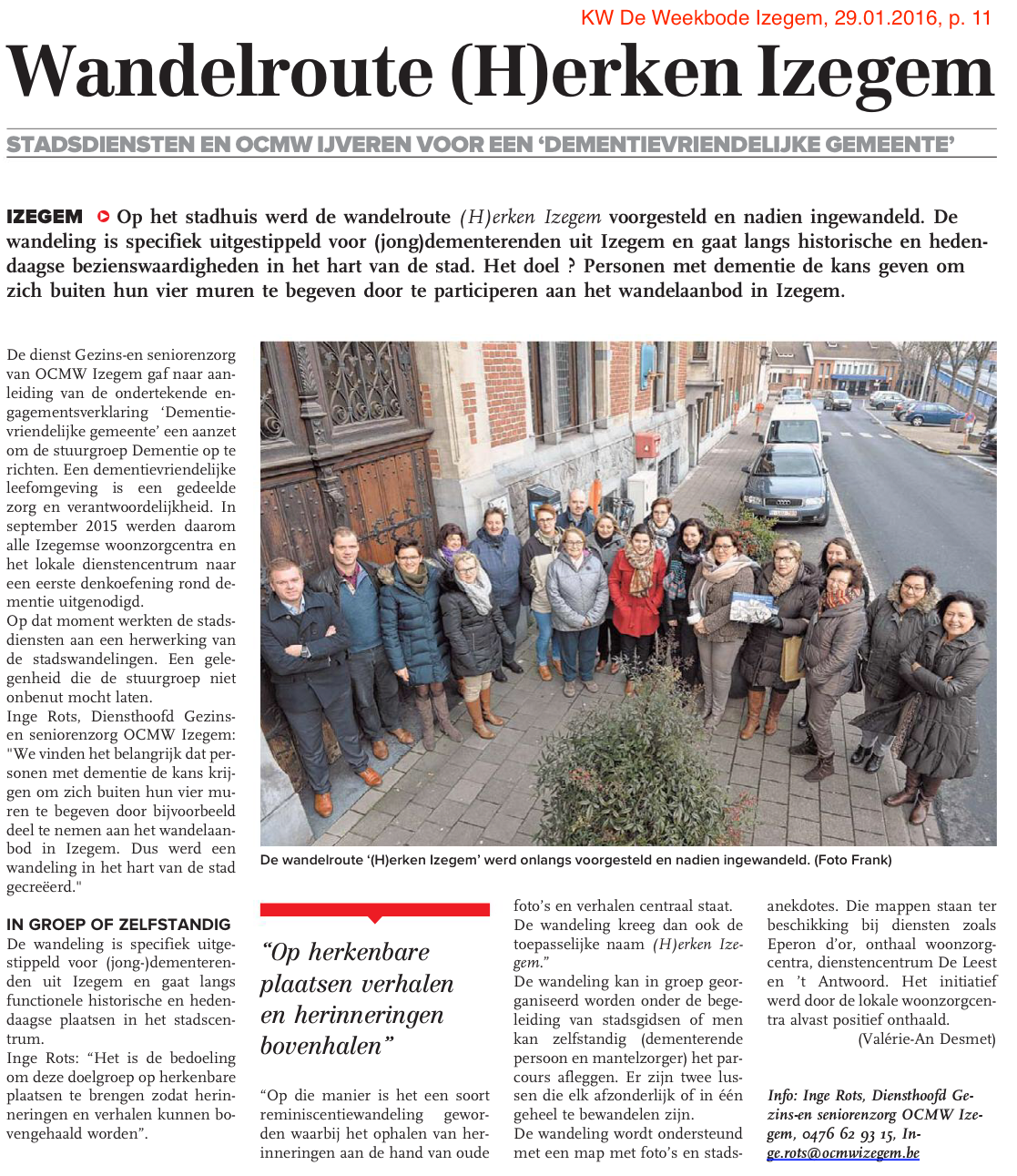 KW De Weekbode Izegem, 29.01.2016