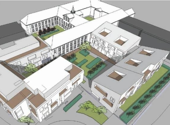 Een conceptbeeld van het project aan de kloostersite Avé Maria. - RV Een conceptbeeld van het project aan de kloostersite Avé Maria. - RV